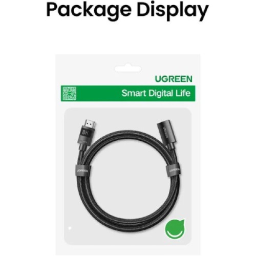 Кабель мультимедийный HDMI M to HDMI F 1.0m 8K HD151 black Ugreen (40447) Кабель мультимедийный HDMI M to HDMI F 1.0m 8K HD151 black Ugreen (40447)