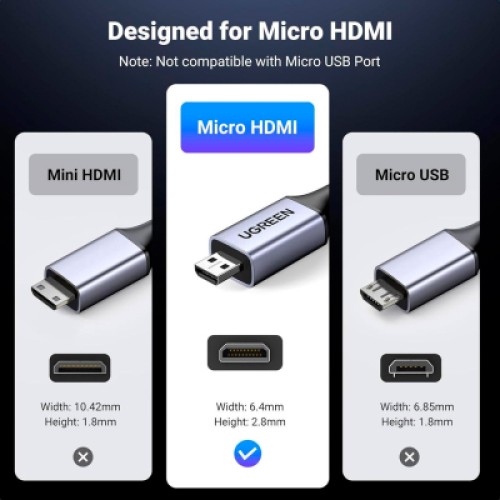 Кабель мультимедийный HDMI M to HDMI micro M 1.0m V2.1 8K60Hz HD164 black Ugreen (15516) Кабель мультимедийный HDMI M to HDMI micro M 1.0m V2.1 8K60Hz HD164 black Ugreen (15516)