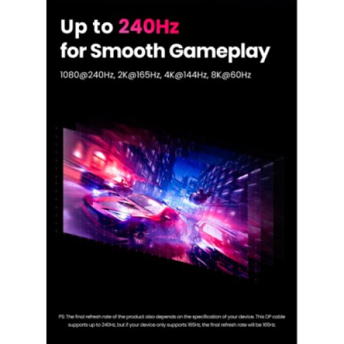 Кабель мультимедийный DisplayPort M to DisplayPort M 1.5m V1.4 braided DP114 black Ugreen (80391) Кабель мультимедийный DisplayPort M to DisplayPort M 1.5m V1.4 braided DP114 black Ugreen (80391)