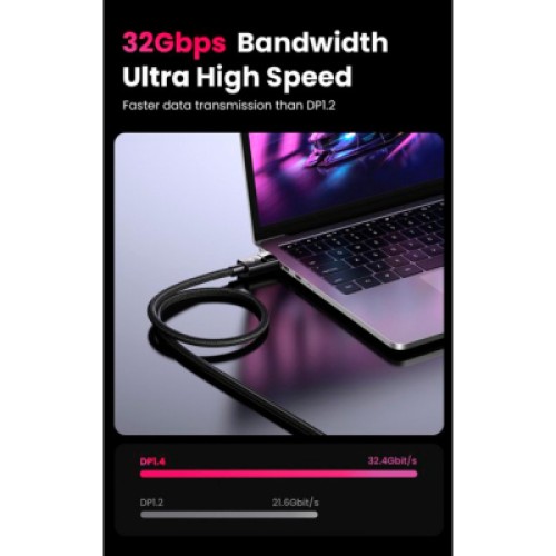 Кабель мультимедийный DisplayPort M to DisplayPort M 5.0m V1.4 braided DP114 black Ugreen (80394) Кабель мультимедийный DisplayPort M to DisplayPort M 5.0m V1.4 braided DP114 black Ugreen (80394)