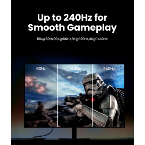 Кабель мультимедийный DisplayPort M to DisplayPort M 3.0m 16K DP118 black Ugreen (25862)