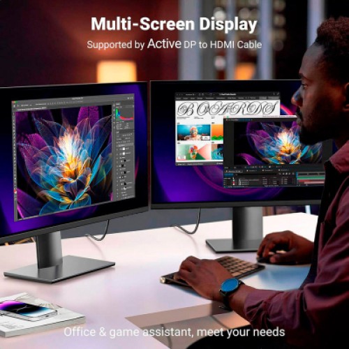 Кабель мультимедийный DisplayPort M to HDMI M 2.0m V2.0 4K60Hz DP119 black Ugreen (15774)