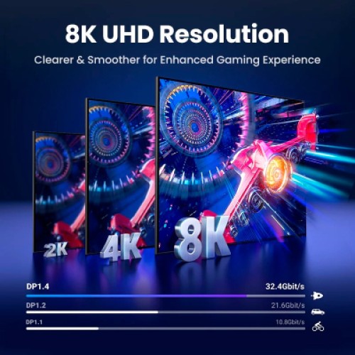 Кабель мультимедийный DisplayPort M to DisplayPort M 1.0m V1.4 8K60Hz DP120 black Ugreen (25903)