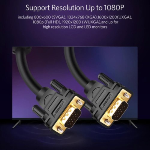 Кабель мультимедийный VGA M to VGA M 1.5m VG101 black Ugreen (11630) Кабель мультимедийный VGA M to VGA M 1.5m VG101 black Ugreen (11630)