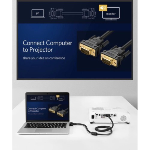 Кабель мультимедийный VGA M to VGA M 3.0m VG101 black Ugreen (11631)