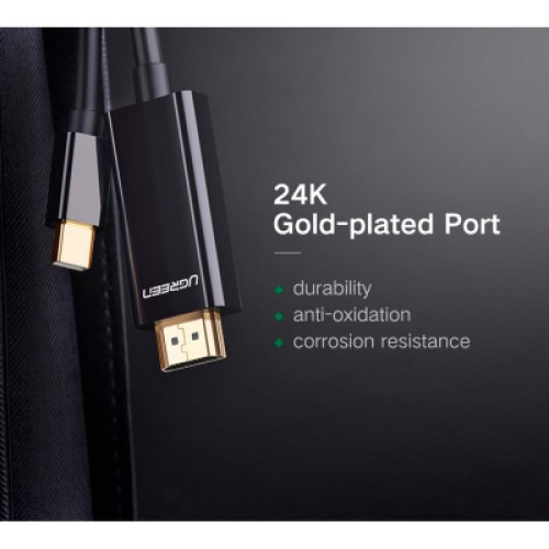 Кабель мультимедийный miniDisplayPort M to HDMI M 1.5m MD101 4K black Ugreen (20848) Кабель мультимедийный miniDisplayPort M to HDMI M 1.5m MD101 4K black Ugreen (20848)