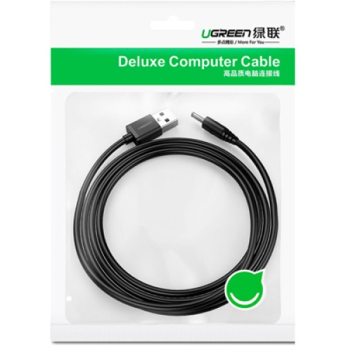 Кабель питания USB to DC 3.5mm 5V 1.0m black Ugreen (10376) Кабель питания USB to DC 3.5mm 5V 1.0m black Ugreen (10376)
