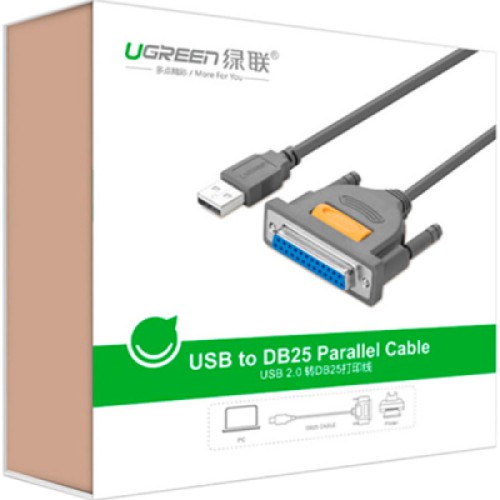 Кабель для принтера USB 2.0 to DB25 2.0m US167 black Ugreen (20224) Кабель для принтера USB 2.0 to DB25 2.0m US167 black Ugreen (20224)