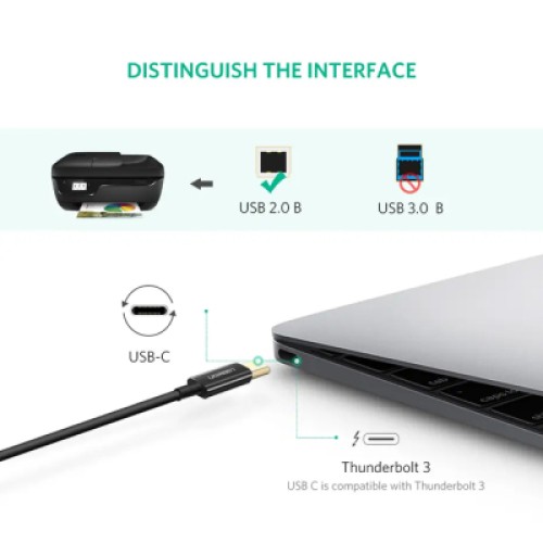 Кабель для принтера USB-C 2.0 to BM 2.0m US241 black Ugreen (50446) Кабель для принтера USB-C 2.0 to BM 2.0m US241 black Ugreen (50446)