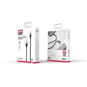 Дата кабель USB 2.0 AM to Micro 5P 1.0m 2.4A double-sided NB188 gray XO (6920680879717)