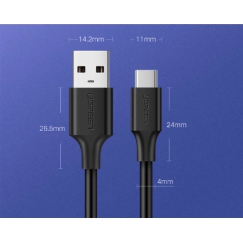 Дата кабель USB 2.0 AM to USB-C 0.25m 3A US287 black Ugreen (60114) Дата кабель USB 2.0 AM to USB-C 0.25m 3A US287 black Ugreen (60114)