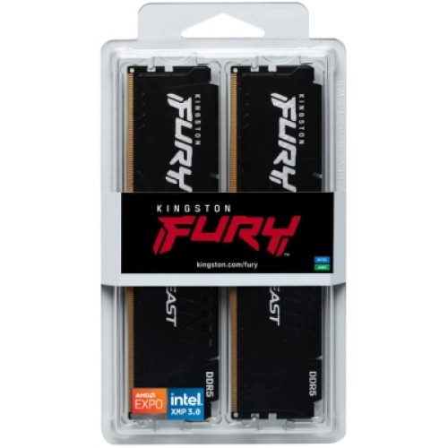 Модуль памяти для компьютера DDR5 128GB (2x64GB) 5600 MHz Beast Kingston Fury (ex.HyperX) (KF556C36BBEK2-128)