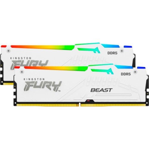 Модуль памяти для компьютера DDR5 16GB 5200 MHz Beast White RGB Kingston Fury (ex.HyperX) (KF552C40BWAK2-16)