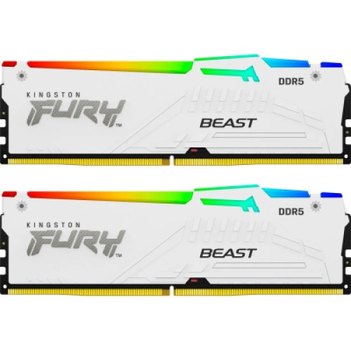 Модуль памяти для компьютера DDR5 16GB 5200 MHz Beast White RGB Kingston Fury (ex.HyperX) (KF552C40BWAK2-16)