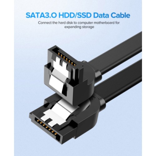 Кабель для передачи данных SATA 3 Data Cable 0.5m 90° corner US217 Black Ugreen (30797)