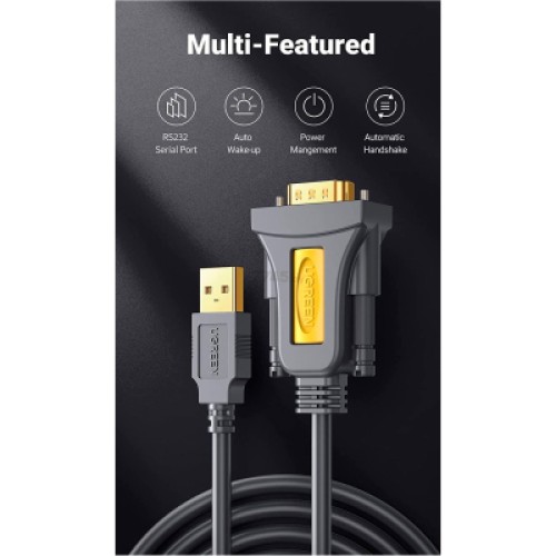 Кабель для передачи данных USB to COM M 1.5m DB9 RS-232 CR104 black Ugreen (20211)