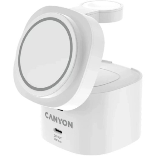Зарядное устройство Canyon 4-in-1 wireless charging stand 30W + charger 65W + cable 1.0m white (CNS-WCS405W) Зарядное устройство Canyon 4-in-1 wireless charging stand 30W + charger 65W + cable 1.0m white (CNS-WCS405W)