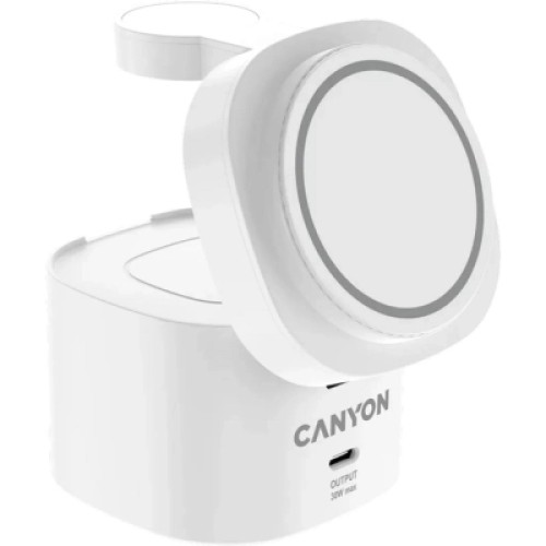 Зарядное устройство Canyon 4-in-1 wireless charging stand 30W + charger 65W + cable 1.0m white (CNS-WCS405W) Зарядное устройство Canyon 4-in-1 wireless charging stand 30W + charger 65W + cable 1.0m white (CNS-WCS405W)