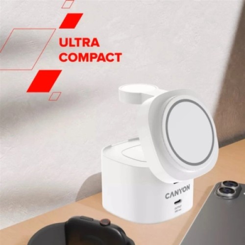 Зарядное устройство Canyon 4-in-1 wireless charging stand 30W + charger 65W + cable 1.0m white (CNS-WCS405W) Зарядное устройство Canyon 4-in-1 wireless charging stand 30W + charger 65W + cable 1.0m white (CNS-WCS405W)
