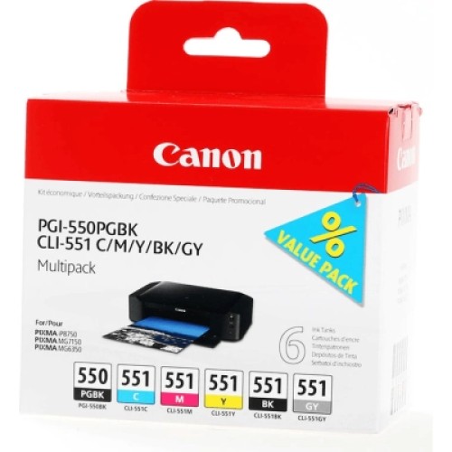 Картридж Canon PGI-550/CLI-551 Multipack BK,C,M,Y,GY (6496B005) Картридж Canon PGI-550/CLI-551 Multipack BK,C,M,Y,GY (6496B005)