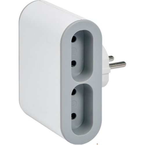 Сетевой разветвитель LEGRAND Стандарт 4х2К бічні розетки 6А Білий/Сірий (049400)