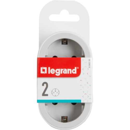 Сетевой разветвитель LEGRAND СТАНДАРТ 2х2К+З фронтальні розетки , колір Білий/Сірий (694516)