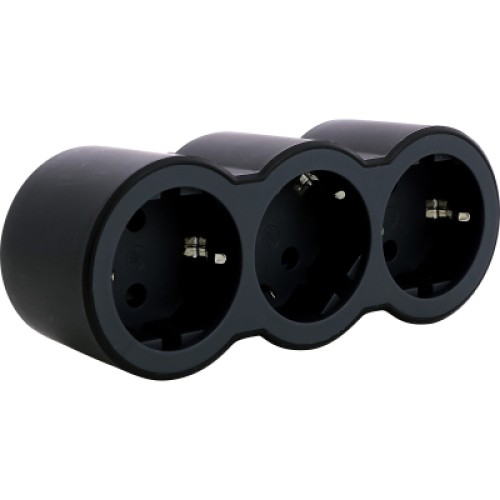 Сетевой разветвитель LEGRAND СТАНДАРТ 3х2К+З фронтальні розетки , колір Чорний (694519)