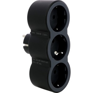 Мережевий розгалужувач LEGRAND СТАНДАРТ 3х2К+З фронтальні розетки , колір Чорний (694519)