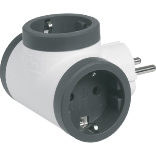 Сетевой разветвитель LEGRAND ПРЕМІУМ 3х2К+З бокові розетки, колір Білий/Чорний (694520)