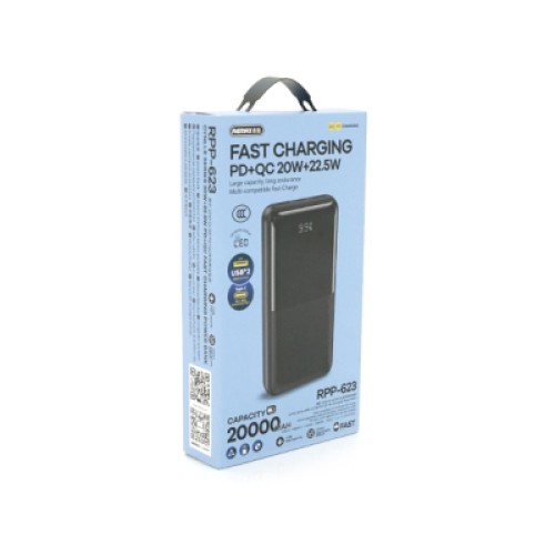 Батарея универсальная Remax 20000mAh, 22.5W, 2*USB+Type-C, Black (RPP-623) Батарея универсальная Remax 20000mAh, 22.5W, 2*USB+Type-C, Black (RPP-623)