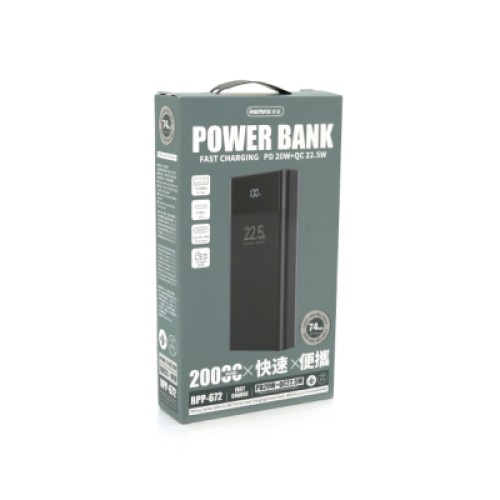 Батарея универсальная Remax 20000mAh, 20W, 2*USB+Type-C, Black (RPP-672) Батарея универсальная Remax 20000mAh, 20W, 2*USB+Type-C, Black (RPP-672)