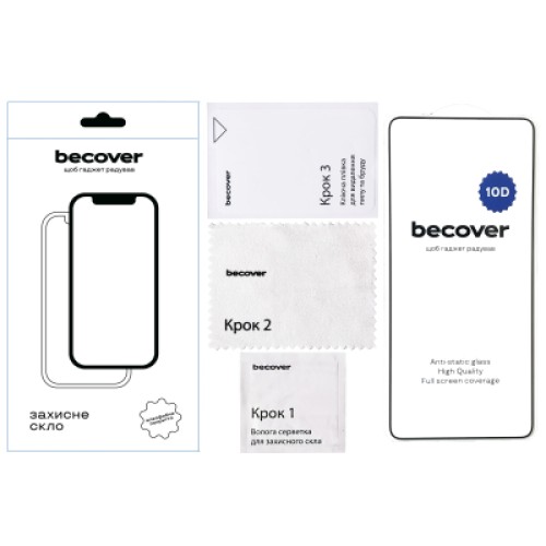 Стекло защитное BeCover 10D Oppo Reno14 5G Black (713932) Стекло защитное BeCover 10D Oppo Reno14 5G Black (713932)