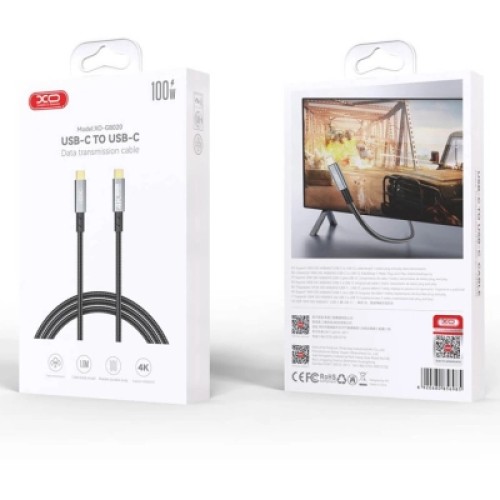 Дата кабель USB-C to USB-C 1.0m 100W PD black XO (GB020-CC.tranish) Дата кабель USB-C to USB-C 1.0m 100W PD black XO (GB020-CC.tranish)