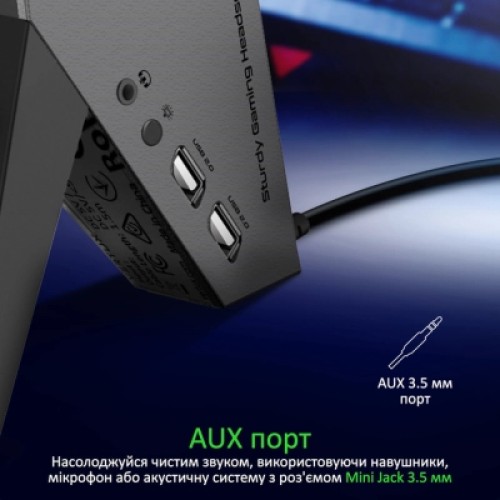 Концентратор Vertux USB 2.0 to 2xUSB 2.0 + AUX 3.5mm + stand black (zulu.black)