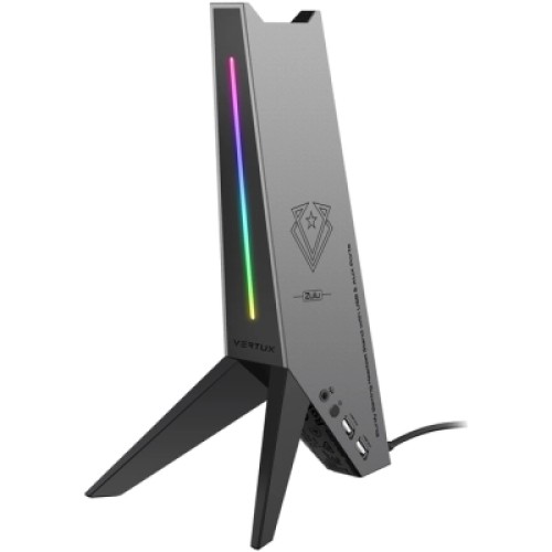 Концентратор Vertux USB 2.0 to 2xUSB 2.0 + AUX 3.5mm + stand black (zulu.black)