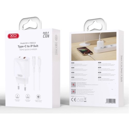 Зарядное устройство XO 1xUSB-C PD20W + 1xUSB QC3.0 White (L158.white)