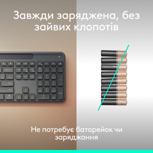 Клавиатура Logitech Slim Solar+ for Business Wireless/Bluetooth Graphite (920-013779) Клавиатура Logitech Slim Solar+ for Business Wireless/Bluetooth Graphite (920-013779)
