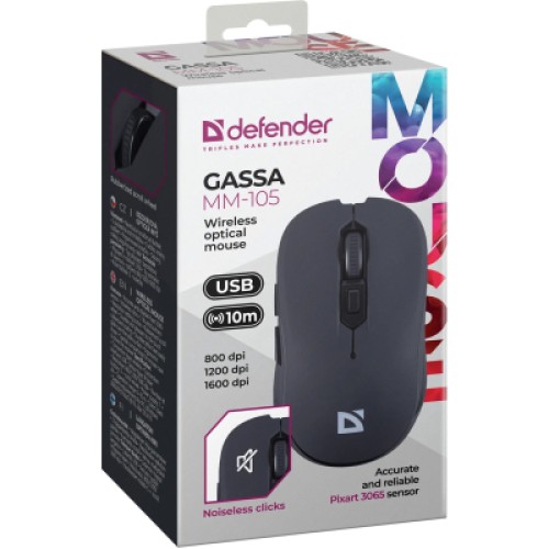 Мышка Defender Gassa MM-105 Wireless Black (52105) Мышка Defender Gassa MM-105 Wireless Black (52105)