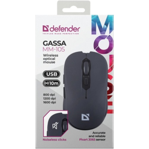 Мышка Defender Gassa MM-105 Wireless Black (52105) Мышка Defender Gassa MM-105 Wireless Black (52105)