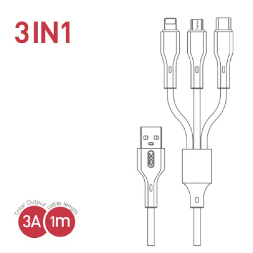 Дата кабель USB 2.0 AM to Lightning + Micro 5P + USB-C 3A black XO (CB-23U3-BK) Дата кабель USB 2.0 AM to Lightning + Micro 5P + USB-C 3A black XO (CB-23U3-BK)