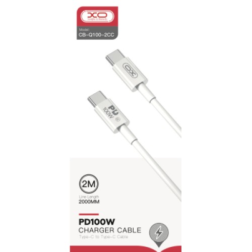 Дата кабель USB-C to USB-C 2.0m 100W white XO (CB-Q100-2CC) Дата кабель USB-C to USB-C 2.0m 100W white XO (CB-Q100-2CC)
