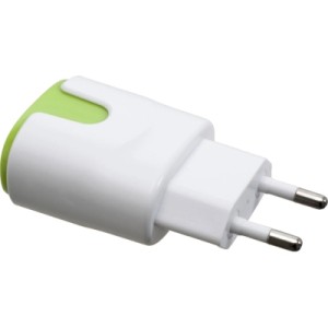 Зарядное устройство Patron 2xUSB 2.0 2A/1A white/green (PN-2USB-220V-G)