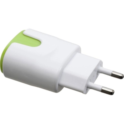 Зарядное устройство Patron 2xUSB 2.0 2A/1A white/green (PN-2USB-220V-G)