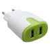Зарядное устройство Patron 2xUSB 2.0 2A/1A white/green (PN-2USB-220V-G)