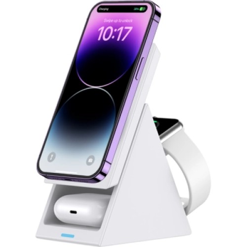 Зарядное устройство Choetech Wireless magnetic 3-in-1 15W white (T600-F)