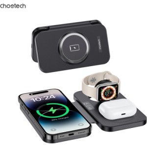 Зарядний пристрій Choetech Wireless magnetic 3-in-1 15W black (T616-F)