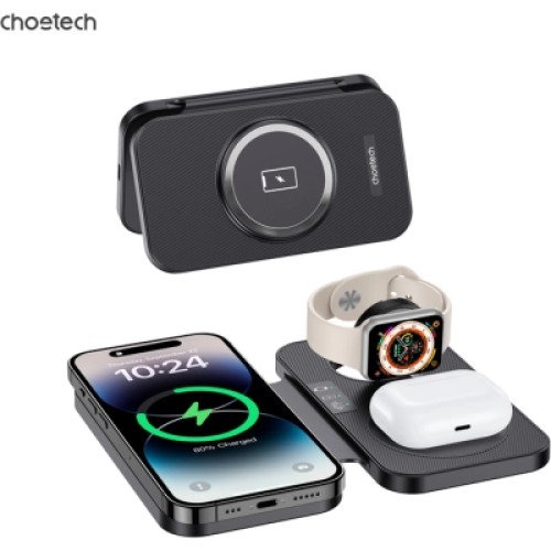 Зарядное устройство Choetech Wireless magnetic 3-in-1 15W black (T616-F) Зарядное устройство Choetech Wireless magnetic 3-in-1 15W black (T616-F)