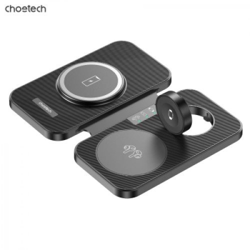 Зарядное устройство Choetech Wireless magnetic 3-in-1 15W black (T616-F) Зарядное устройство Choetech Wireless magnetic 3-in-1 15W black (T616-F)