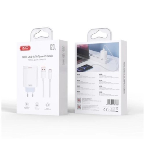 Зарядное устройство XO USB 120W + cable USB to USB-C white (XO-L128U)
