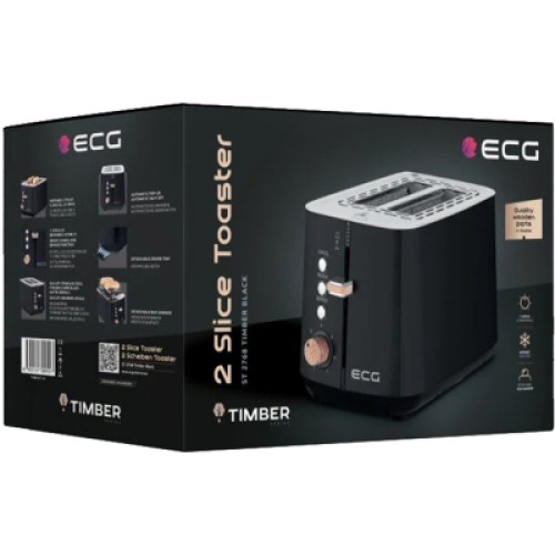 Тостер ECG ST 2768 Timber Black Тостер ECG ST 2768 Timber Black
